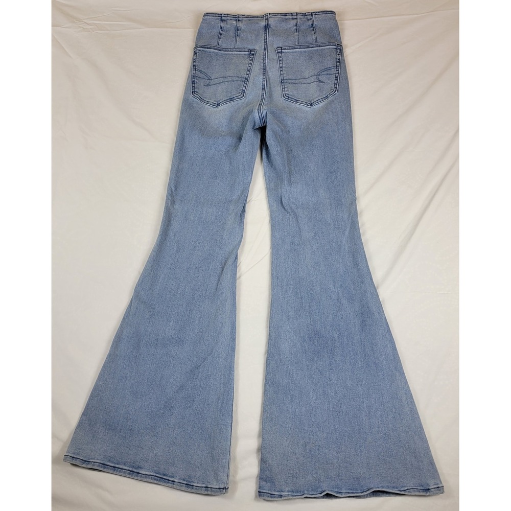 American Eagle Luxe Stretch Flare Jeans Light Wash High Rise Pull On S L555TLN - Picture 11 of 11